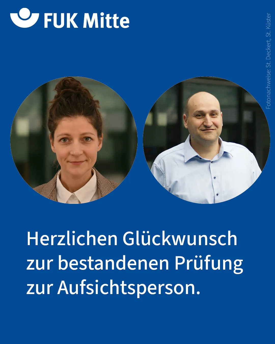 Henriette Karsten und Stephan Deckert haben ihre Prüfungen zur Aufsichtsperson bestanden